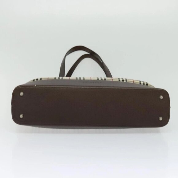 BURBERRY Nova Check Tote Bag Canvas Beige Silver - Picture 5 of 15